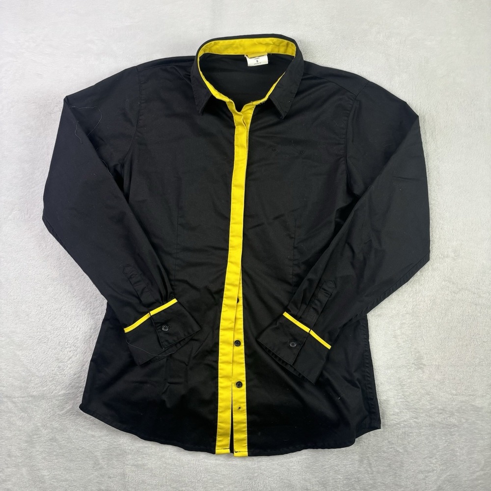 Spirit Airlines Black Long Sleeve Button Up Collared Shirt Women's Small Uniform